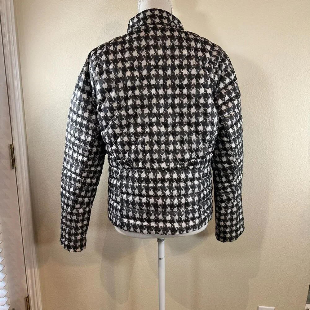 Land's End Black and White Dragon Tooth Down Filled Puffer jacket, size M, 10-12 - Picture 8 of 9